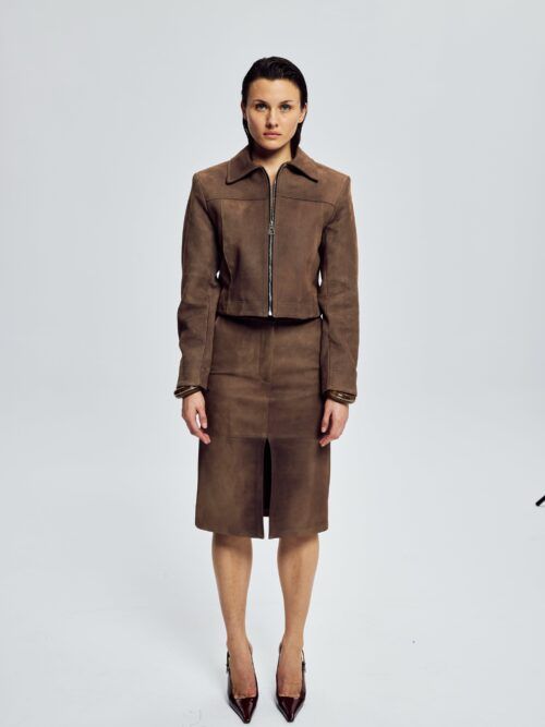HESTER SUEDE LEATHER JACKET - TAUPE