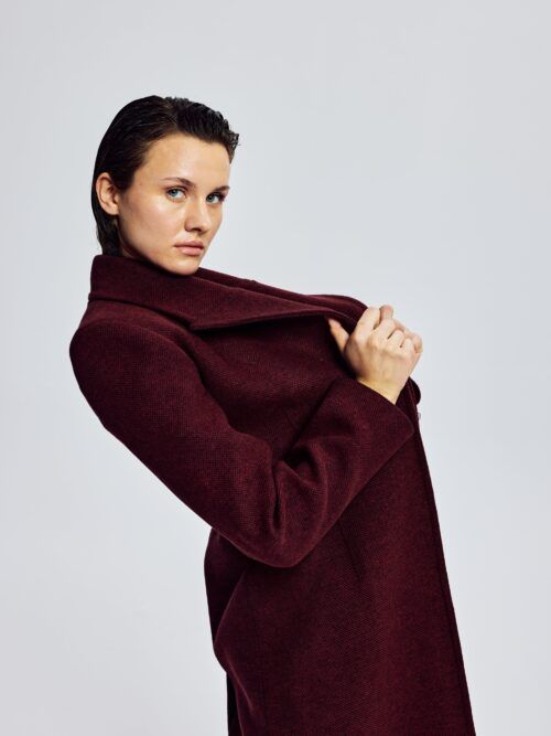 AXING LONG COAT - BURGUNDY